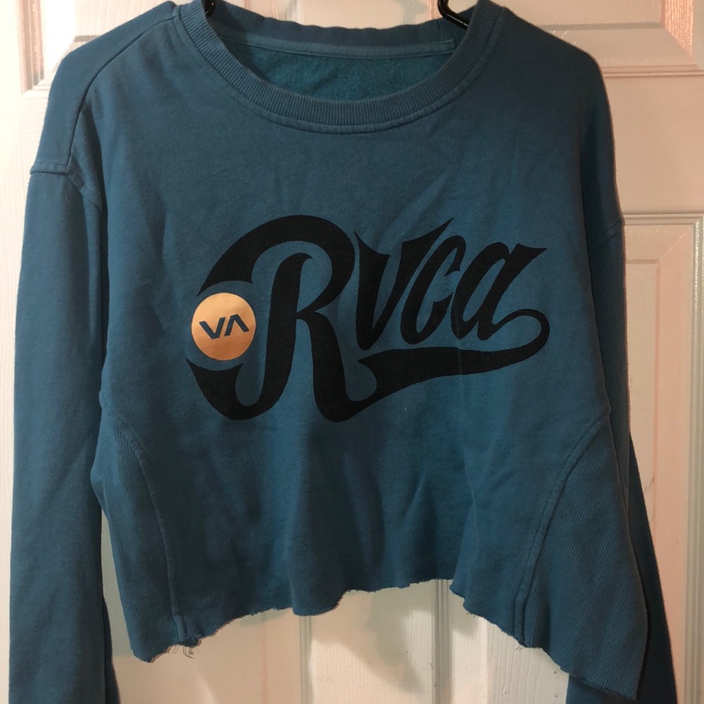 turquoise RVCA cropped sweatshirt